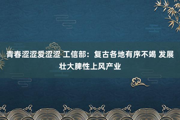 青春涩涩爱涩涩 工信部：复古各地有序不竭 发展壮大脾性上风产业