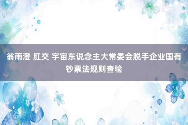 翁雨澄 肛交 宇宙东说念主大常委会脱手企业国有钞票法规则查验