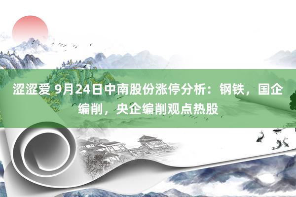 涩涩爱 9月24日中南股份涨停分析：钢铁，国企编削，央企编削观点热股