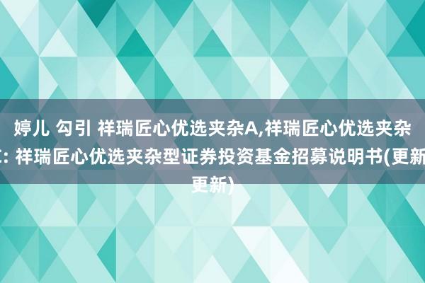 婷儿 勾引 祥瑞匠心优选夹杂A，祥瑞匠心优选夹杂C: 祥瑞匠心优选夹杂型证券投资基金招募说明书(更新)