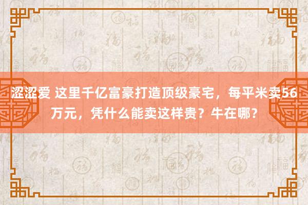 涩涩爱 这里千亿富豪打造顶级豪宅，每平米卖56万元，凭什么能卖这样贵？牛在哪？