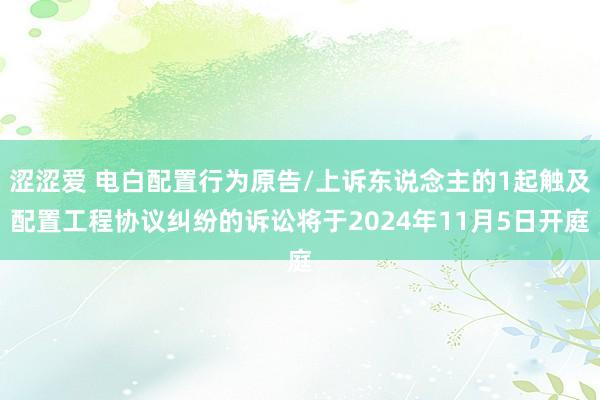 涩涩爱 电白配置行为原告/上诉东说念主的1起触及配置工程协议纠纷的诉讼将于2024年11月5日开庭