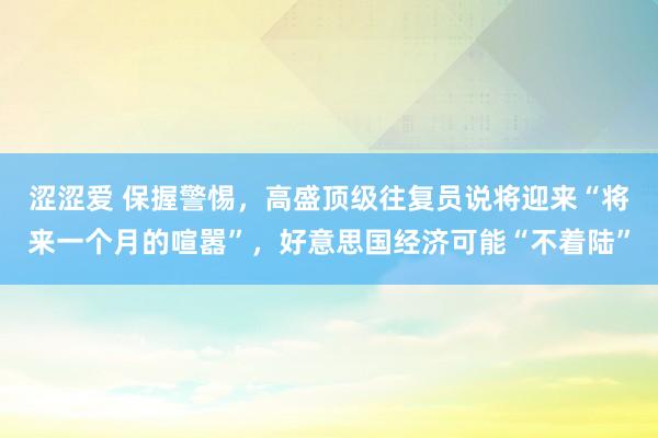 涩涩爱 保握警惕，高盛顶级往复员说将迎来“将来一个月的喧嚣”，好意思国经济可能“不着陆”