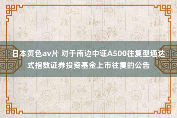 日本黄色av片 对于南边中证A500往复型通达式指数证券投资基金上市往复的公告