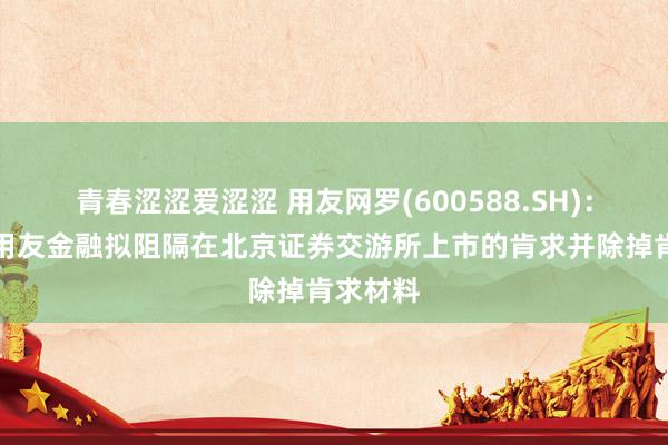 青春涩涩爱涩涩 用友网罗(600588.SH)：子公司用友金融拟阻隔在北京证券交游所上市的肯求并除掉肯求材料