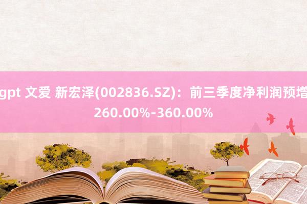 gpt 文爱 新宏泽(002836.SZ)：前三季度净利润预增260.00%-360.00%