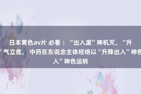 日本黄色av片 必看 ：“出入废”神机灭，“升降息”气立危， 中药在东说念主体经络以“升降出入”神色运转