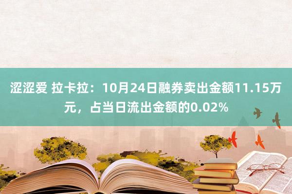 涩涩爱 拉卡拉：10月24日融券卖出金额11.15万元，占当日流出金额的0.02%