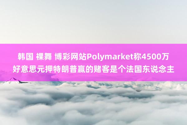 韩国 裸舞 博彩网站Polymarket称4500万好意思元押特朗普赢的赌客是个法国东说念主