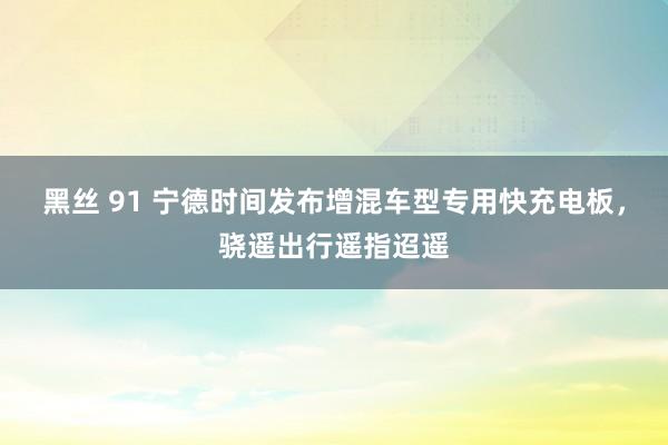 黑丝 91 宁德时间发布增混车型专用快充电板，骁遥出行遥指迢遥