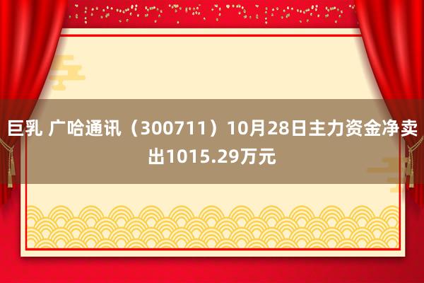 巨乳 广哈通讯（300711）10月28日主力资金净卖出1015.29万元