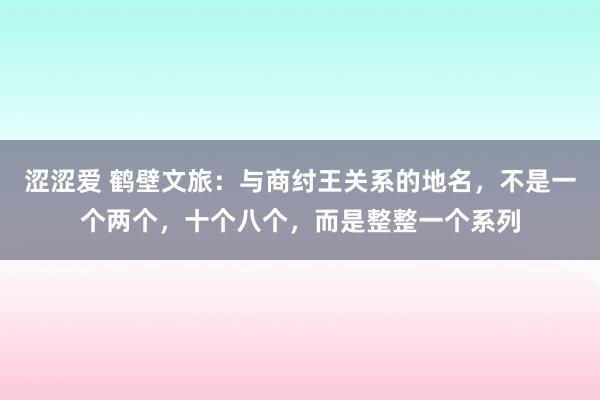 涩涩爱 鹤壁文旅：与商纣王关系的地名，不是一个两个，十个八个，而是整整一个系列