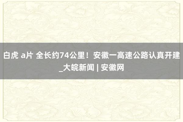 白虎 a片 全长约74公里！安徽一高速公路认真开建_大皖新闻 | 安徽网