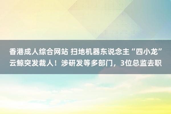 香港成人综合网站 扫地机器东说念主“四小龙”云鲸突发裁人！涉研发等多部门，3位总监去职