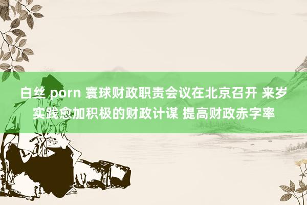 白丝 porn 寰球财政职责会议在北京召开 来岁实践愈加积极的财政计谋 提高财政赤字率