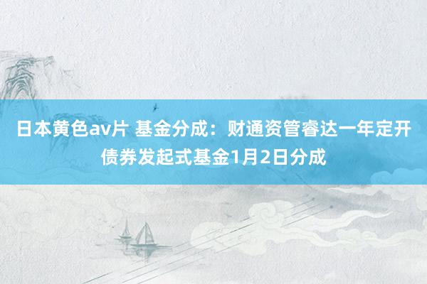 日本黄色av片 基金分成：财通资管睿达一年定开债券发起式基金1月2日分成