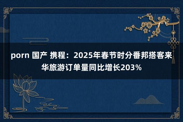 porn 国产 携程：2025年春节时分番邦搭客来华旅游订单量同比增长203%