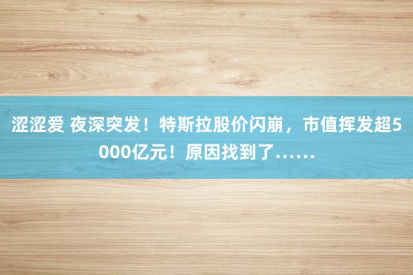 涩涩爱 夜深突发！特斯拉股价闪崩，市值挥发超5000亿元！原因找到了……