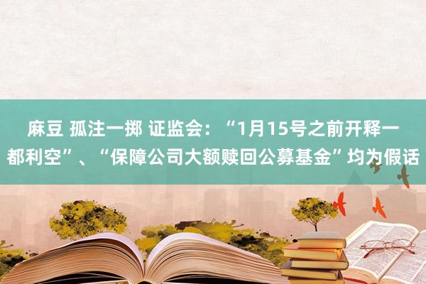 麻豆 孤注一掷 证监会：“1月15号之前开释一都利空”、“保障公司大额赎回公募基金”均为假话