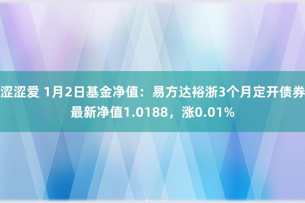 涩涩爱 1月2日基金净值：易方达裕浙3个月定开债券最新净值1.0188，涨0.01%