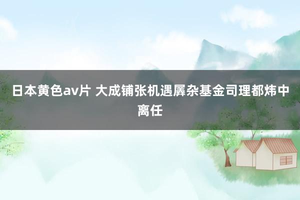 日本黄色av片 大成铺张机遇羼杂基金司理都炜中离任